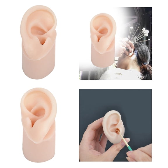 EHJRE 1Set Flexible Silicone Ear Model Earrings Display Long Ear Canal Training