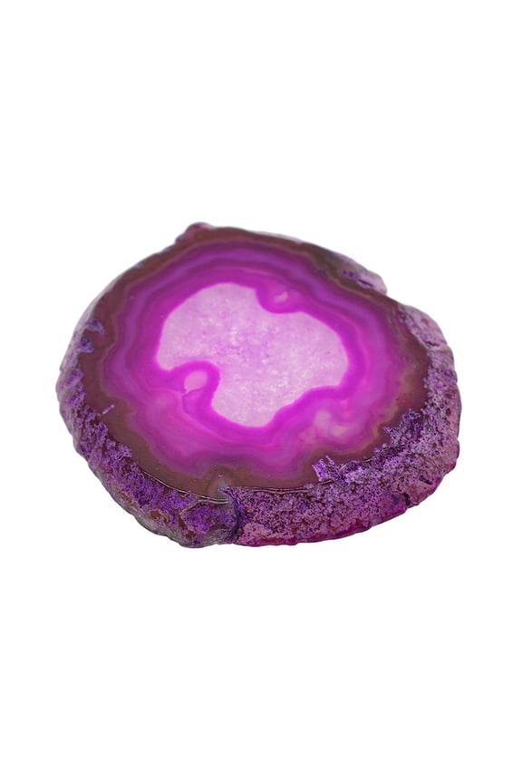 1x Irregular Agate Slice Crystal Polished Stone Home Ornament Fuschia