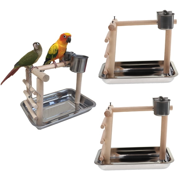 EHJRE 2 Pieces Bird Playground Wooden Perch Bird Ladder Playground for Bird Budgie Cockatiel Canary