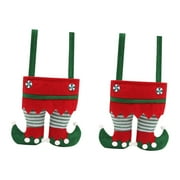 EHJRE 2 Pieces Christmas Gift Bag Elf Pants Hanging Decorations for Farmhouse Home Red