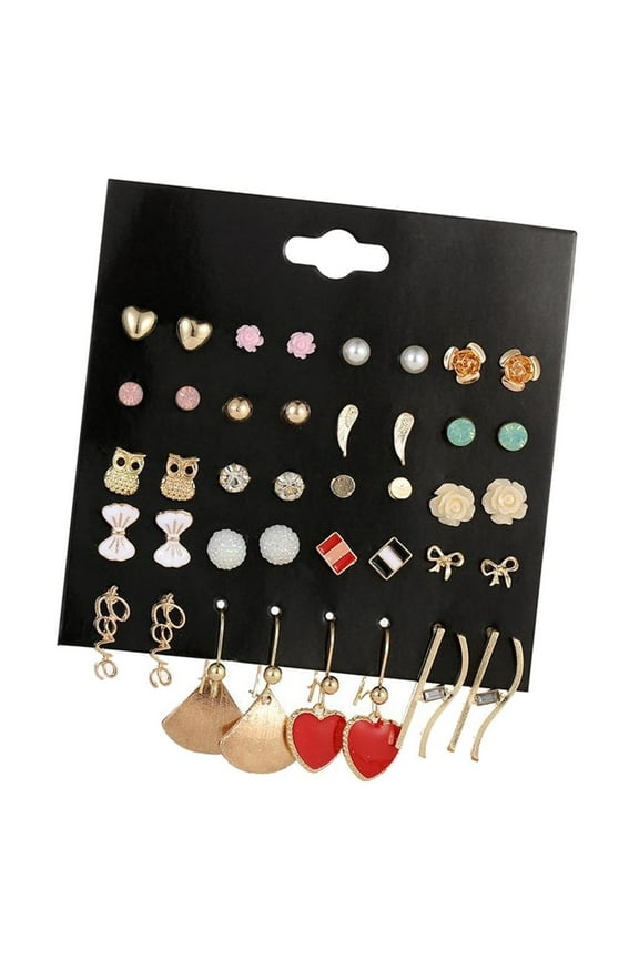 20 Pairs Women Earrings Stud Mixed Styles Flower Earrings Stud