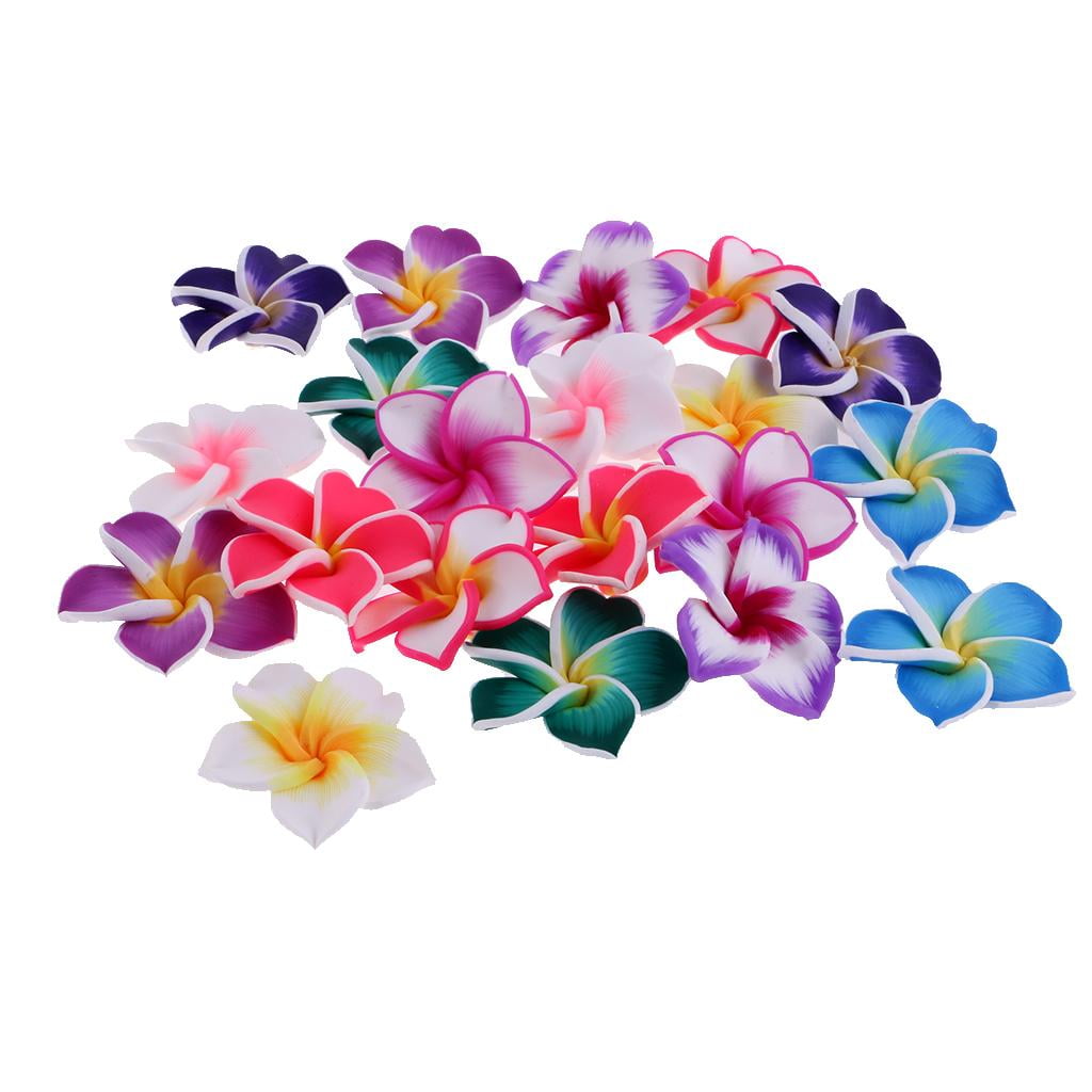 EHJRE 20 Pieces Mixed Color Assorted Hawaiian Loose Plumeria Clay ...