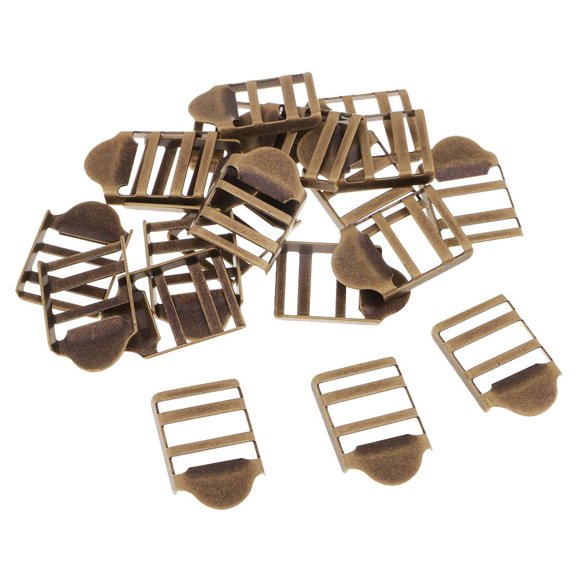 EHJRE 20Pcs Metal Webbing Belt Ladder Buckles Luggage Strap Adjuster Bronze