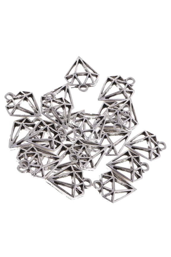20Pcs Vintage Alloy Diamond Shaped Hollow Designed Charms Pendants for Jewelry