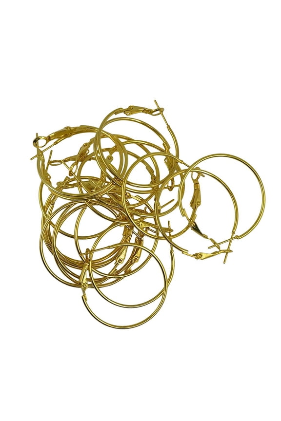 20pcs Chic Hoop Huggie Copper Solid Round Earrings Large Loop Earrings Gold