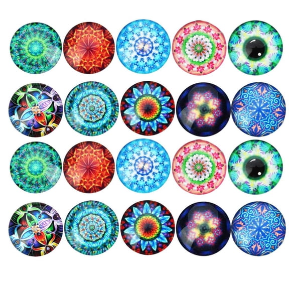 EHJRE 20pcs Mixed Glass Dome Flatback Cabochons Embellishment Scrapbooking 25mm