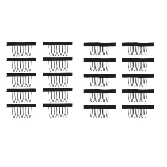 EHJRE 20pcs S L Wig Combs Black Comb Clips Wigs Accessories For Wig Toupee Caps Hair Extensions