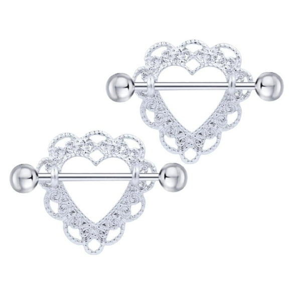 EHJRE 2Pcs 14G Heart Shaped Nipple Rings Body Piercing Nipplerings Jewelry