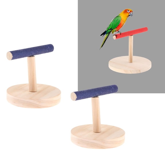 EHJRE 2Pieces Small Parrot Stand Bird Perch Table Platform Feeder Stands for Small Cockatiels, Conures, Parakeets, Finch