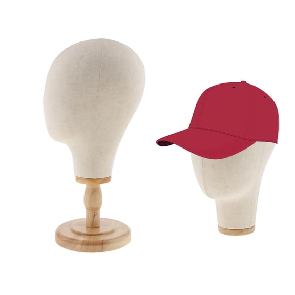 EHJRE 2pcs 21 inch Beige Color Canvas Block Head For Lace Wigs Making and Display Styling Manikin Head with Detachable Stand