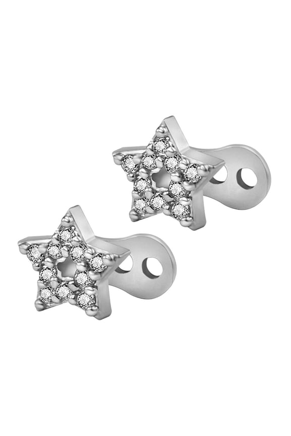 2pcs Dermal Anchor Tops and Base Titanium Steel Piercing Jewelry Star/