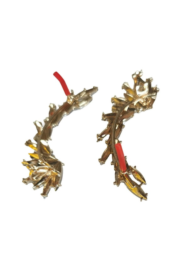 2pcs Leaves Shape Earrings Diamante Rhinestone Ear Cuff Crawler Earrings Jewelry Golden