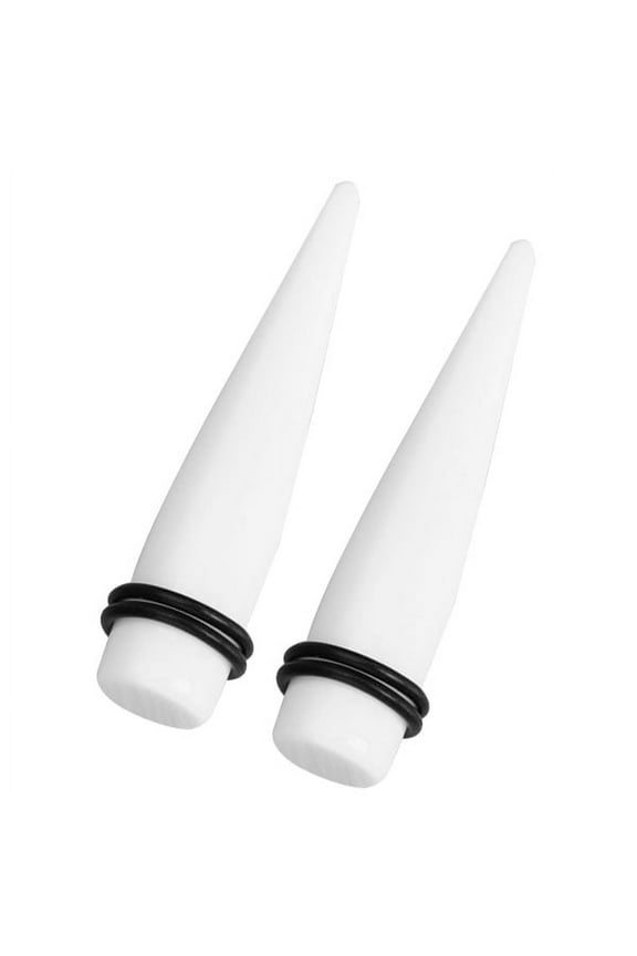 2pcs White Acrylic Taper Ear Expander Stretcher Plug Stretching Jewelry 12mm