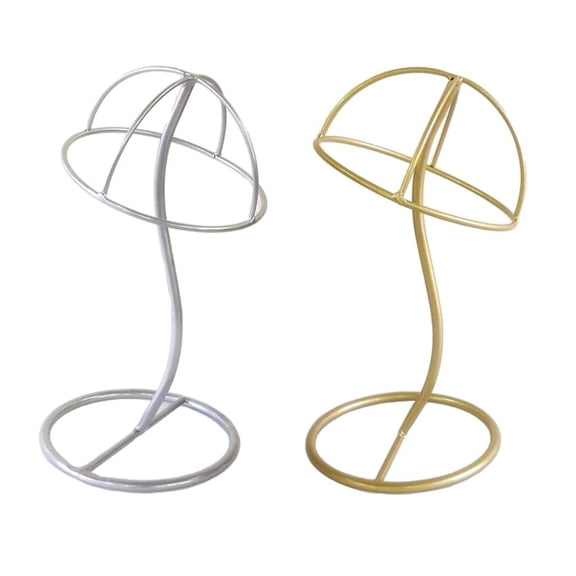 EHJRE 2x 12'' Sturdy Heavy Duty Curved Freestanding Wigs Toupee Baseball Hat Hats Helmet Casquette Display Stand Hanger rack and shelf for Shop Home