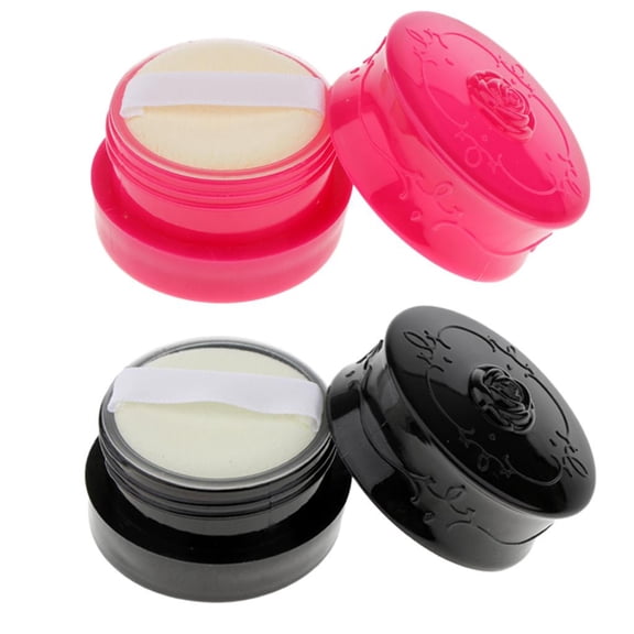 EHJRE 2x DIY Plastic Screw Cap Cosmetic Loose Jars Container W/ Sifter Puff