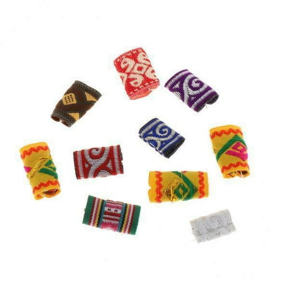 EHJRE 2x10x Knitted Hair Cuffs Dreadlock Beads for DIY Braids Beard Pendants Charms , Multicolor, 4 Pcs