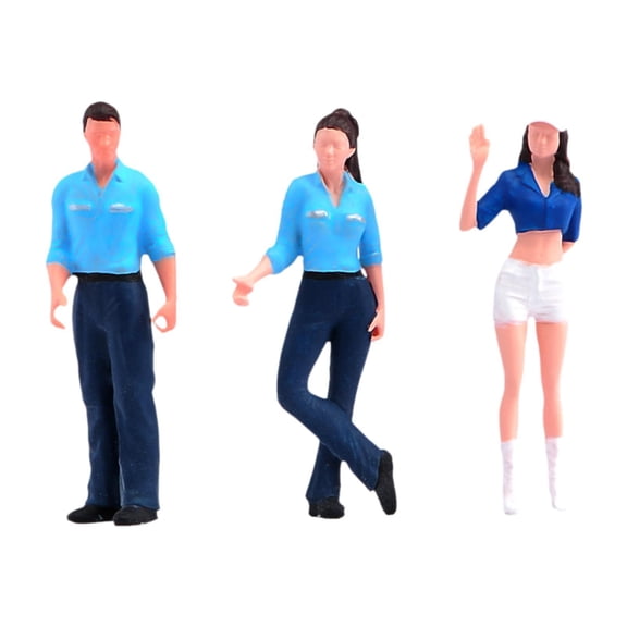 EHJRE 3 Pieces 1/64 Gas Station Figure Model Hand Painted DIY Projects Photo Props Blue