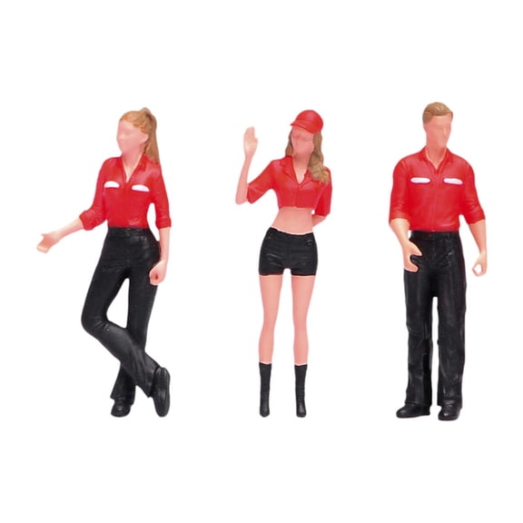 EHJRE 3 Pieces 1/64 Gas Station Figure Model Hand Painted DIY Projects Photo Props Red