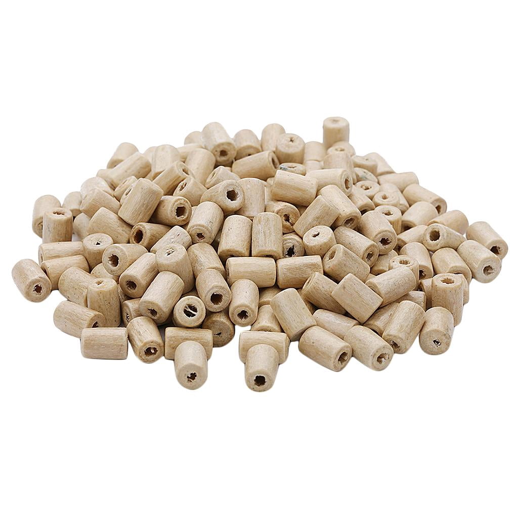 EHJRE 300pieces Cylindrical Shape Crafts Beads Wood Loose Spacer Beads Natural Macrame