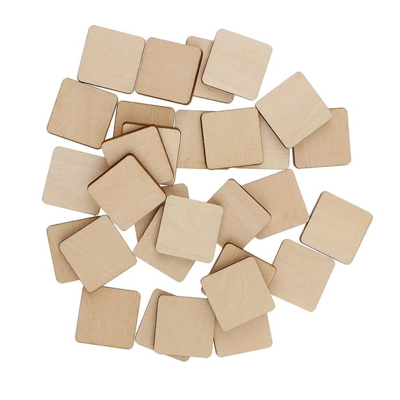 EHJRE 30x Natural Unpainted MDF Wood Pieces Plaque Modeling Embellishment Art Craft 20x20mm 30 Pieces