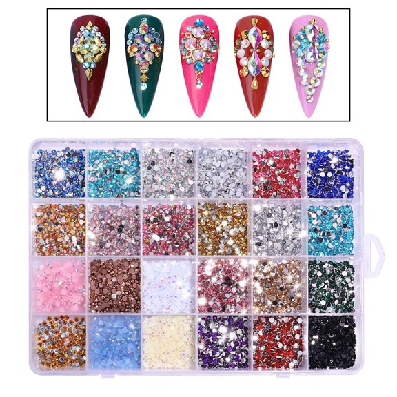 EHJRE 3500-Piece Sparkling Rhinestone Embellishments for Phone Cases, Midnight Blue, Extra Large Dark Color