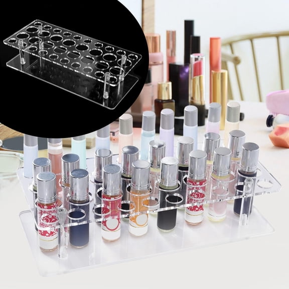 EHJRE 36 Slot Acrylic Rollerball Perfume Organizer Lip Gloss Holder Display Brush Holder Scented Oil Organizer for Dorm Living Room