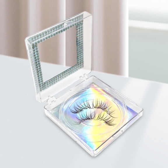 EHJRE 3D False Clear Tray Glitter Paper Rhinestones Empty Container Lash Holder Case, Care, Cosmetics for Women Girls, Travel , , 7.1x6x1.9cm Blue Silver