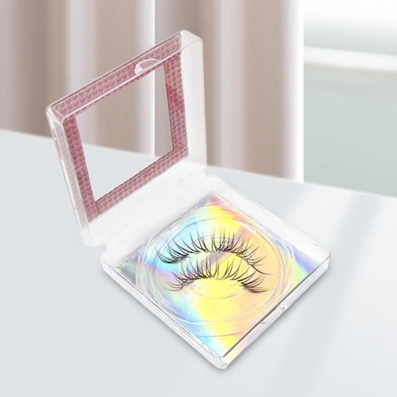 EHJRE 3D False es Box Clear Tray Glitter Paper Rhinestones Empty Container Lash Holder Case, Care, Cosmetics for Women Girls, Travel - red and silver Red Silver