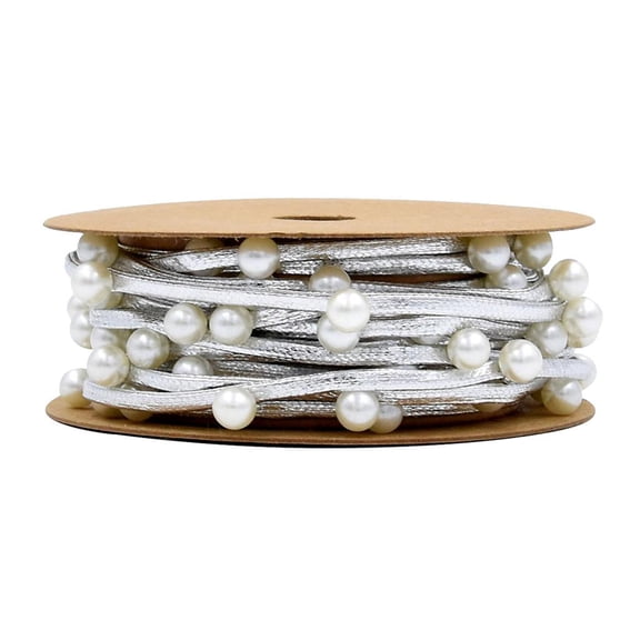 EHJRE 3m Christmas Ribbon with Beads Pearl Rope Jewelry Gifts Case DIY Craft Decor