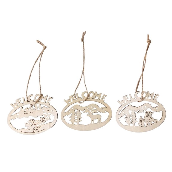 EHJRE 3pcs Hollow Wood Elk / Wood Slices Embellishments for Scrapbooking and Gift Tags Size 1