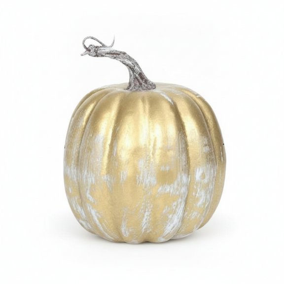 EHJRE 4 Pieces Pumpkin Model Artificial Autumn Decoration Plastic Round Cylinder Festive Golden Surface Suitable for Table Centerpiece Mantel Holiday Decor