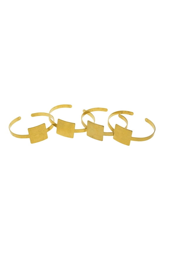 4Pcs Cabochon Bracelet Brass Blank Cuff Bangle /Round Cabochon for Men And Women Square
