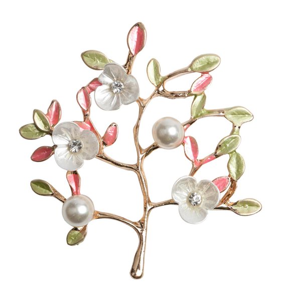 EHJRE 5 Pieces Alloy Flower Leaves Tree Buttons Embellishment for Wedding Decoration