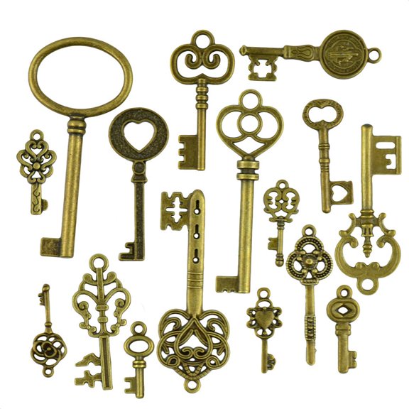 EHJRE 50 Pieces Assorted Key Shape Pendants DIY Making Crafts for Necklace Bracelet