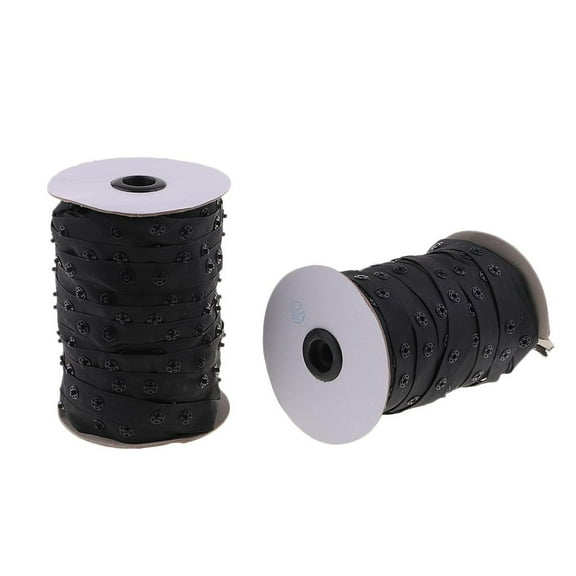 EHJRE 50 Yards Invisible Snap Buttons Tape Trim Fasteners DIY Sewing Craft Black