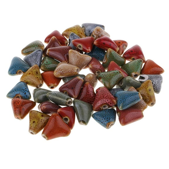 EHJRE 50Pcs Mixed Ceramic Beads Loose Porcelain Beads Charms Bracelet DIY Findings , 15mm