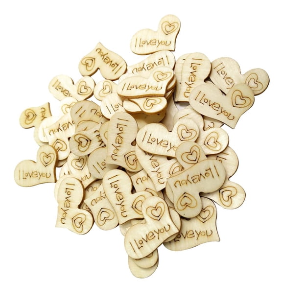 EHJRE 50Pcs Wood Cut MDF Heart Embellishment Ornament Wedding Decoration Craft DIY