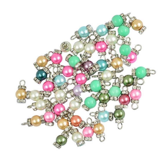 EHJRE 50pcs Imitation Pearl Pendants Charms Crystal Rhinestone DIY Jewelry Making
