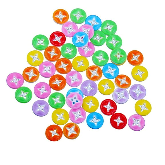 EHJRE 50pcs Mixed Resin Button Round 4-Hole For Sewing Scrapbook 13mm