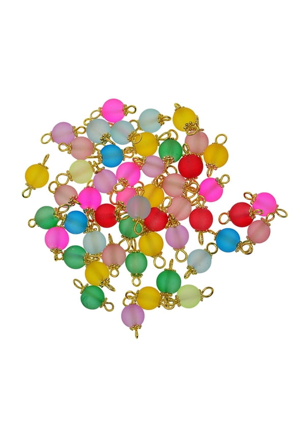 50x Assorted Crystal Charms Frosted Beads Pendant Findings Jewelry Makings Gold Pin