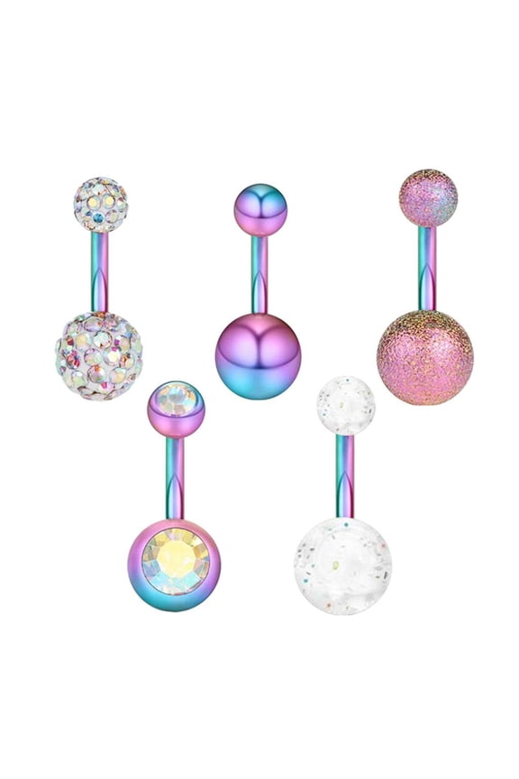 5pcs Belly Button Jewelry Crystal Ball Piercing Navel Body Piercing Lot