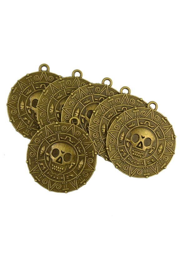 6 Pieces/Lot Halloween Pirates Medallion Pendant Bronze DIY Jewelry Findings Crafts for Necklace