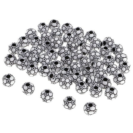 EHJRE 60pcs Soccer Ball Beads Glass Seed Beads for DIY Jewelry Making - Black White