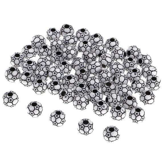 EHJRE 60pcs Soccer Ball Beads Glass Seed Beads for DIY Jewelry Making - Black White