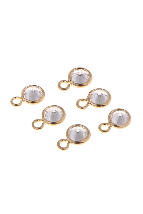6pcs Assorted Copper Pendants- Crystal Charms for Necklace Bracelets Earrings, Phone Chains Ornaments, and Garments Clothes Embellishments (2 Sizes) 7x5mm
