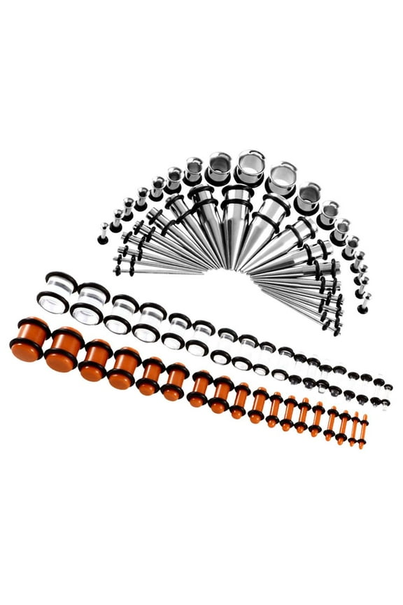 72Pcs Ear Plug Set Metal Ear Tapers Kit Stretching Expander Stretchers Gauge 4