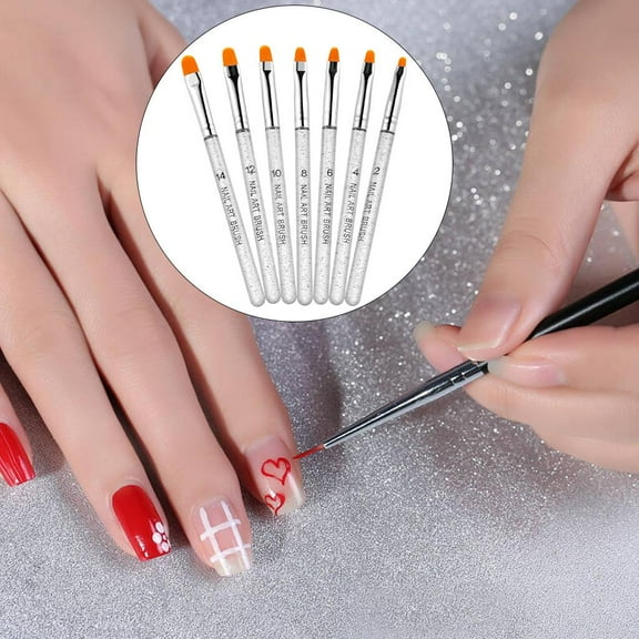 EHJRE 7Pcs/Set Acrylic Assorted Professional False Tips Builder for Salon Use Home Drawing Manicure Tools - Silver