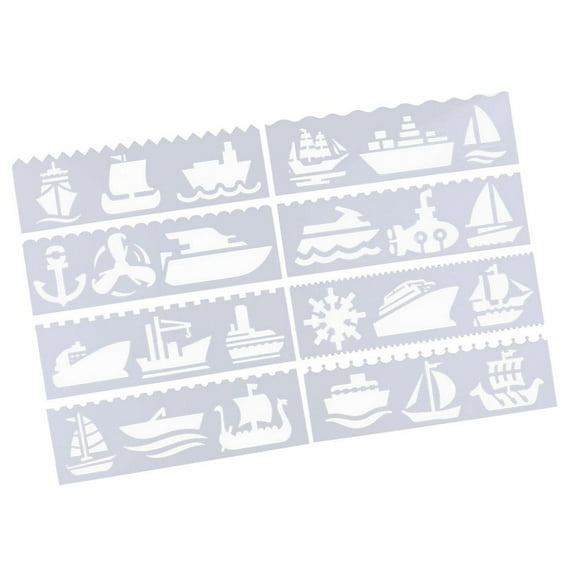 EHJRE 8 Journal Drawing Template Stencils Set Scrapbooking DIY Card Boat