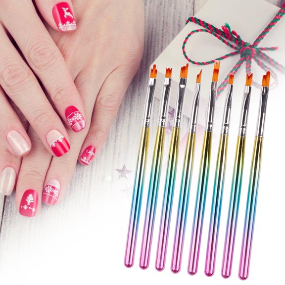 EHJRE 8Pcs , Acrylic Nails Flower Drawing Painting Striped Pattern Gradient 3D UV Gel Painting Pen for Home DIY Beginner Girls