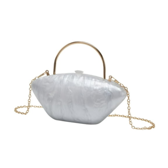 EHJRE Acrylic Evening Clutch Purse Practical Fashionable for Women Lady Shoulder Chain White